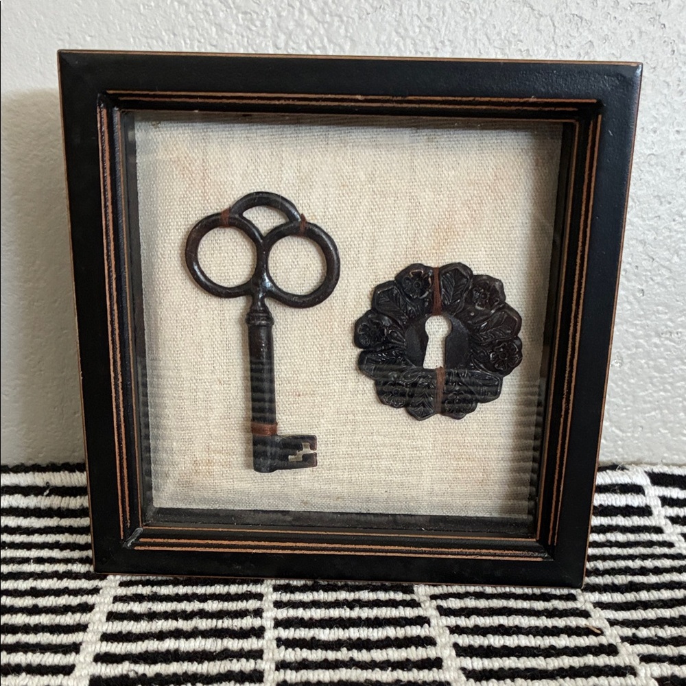 Black Framed Key and Lock Decor